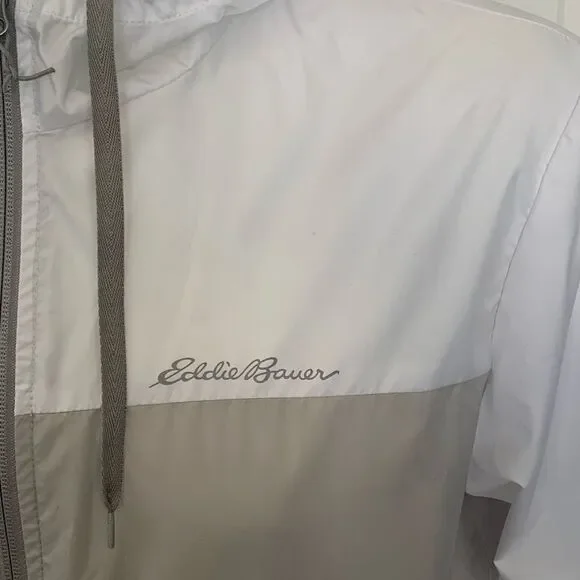 Eddie Bauer White and Gray Windbreaker Jacket - Picture 3 of 7